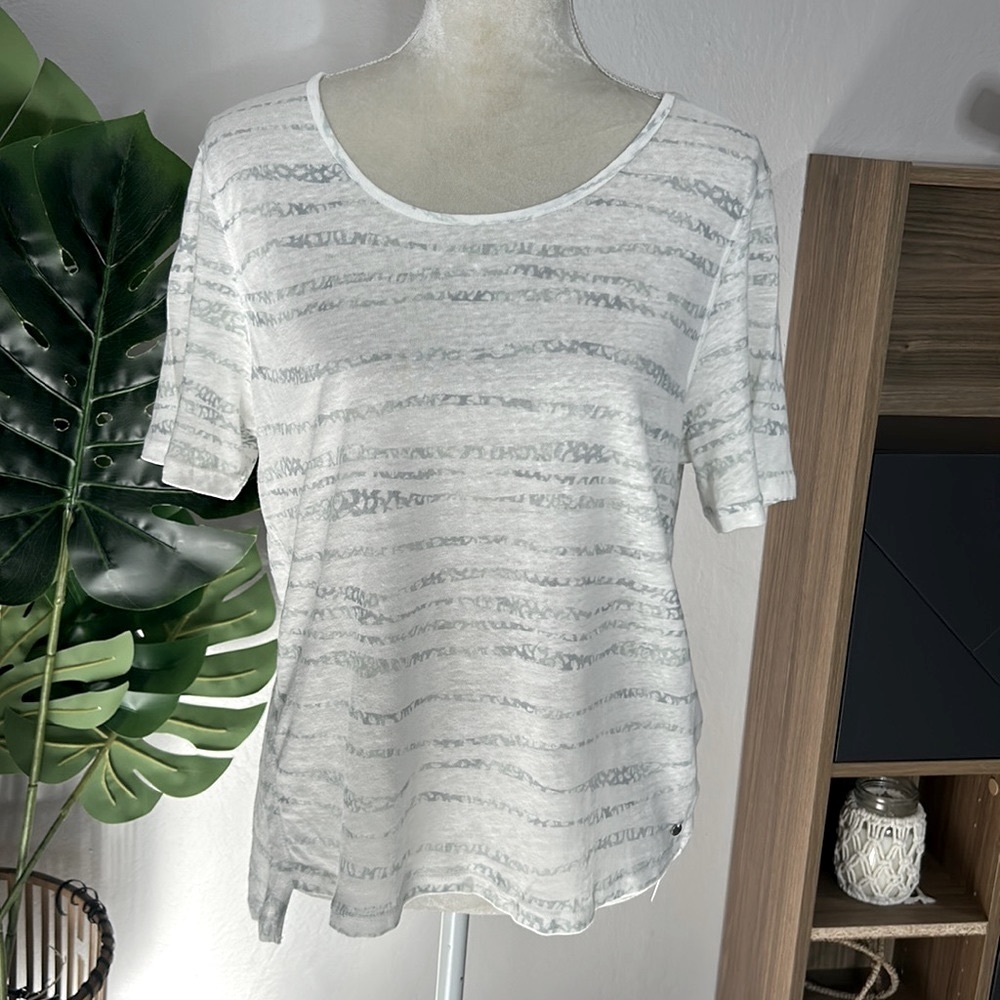 nwt // Wrap of London 100% Linen short sleeve stripe tee